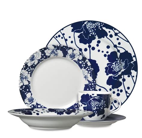 Buy Florence Broadhurst Spotted Floral 5-Piece White/Glaze/Fine Ceramic ...