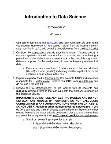 Assignment 2 - NOTES - Introduction to Data Science Homework 2 40 ...