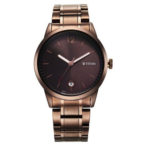 Titan Neo Splash Brown Dial Analog With Date Stainless Steel Strap Wat ...