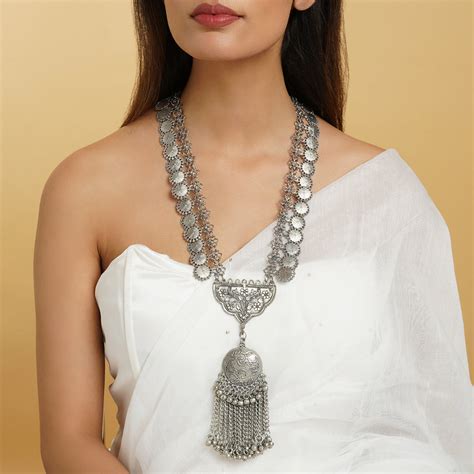 Vrish Silver Oxidised Necklace – Teejh