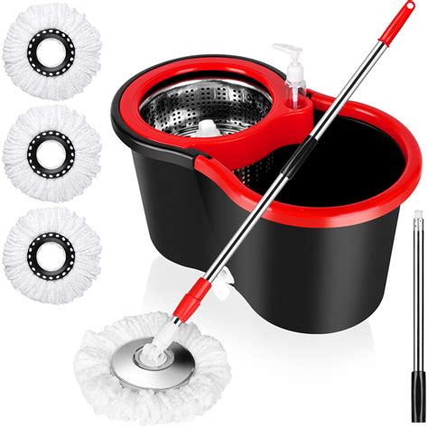 Spin Mop and Bucket with Wringer Set, 360° Spinning Mop Bucket System ...