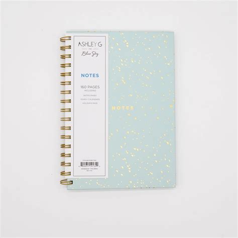 Blue Sky -Cute Small Notebook Green/Gold 160 Pages - Crown Office Supplies