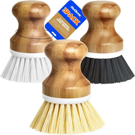 Amazon.com: Holikme 3 Pack Dish Brushes Palm Brush Dish Scrubber Bamboo ...