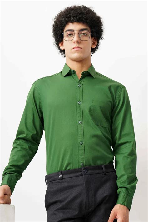 GREEN MINIMALIST SHIRT - Classic 100% Cotton Essential for Men – ASAAA