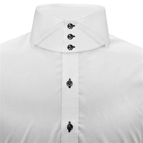 High Spread White Contrast High Collar Shirt - John Clothier