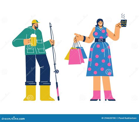 Women and Men Present Stereotypical Gender Misconceptions, Flat Vector Isolated. Stock Vector ...