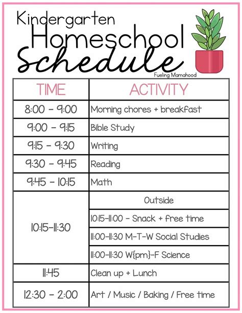 our homeschool schedule | preschool, kindergarten, 2nd grade - F ...