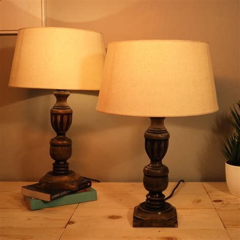Buy HOMESAKE Wooden Set of 2 Table Lamps from Homesake at just INR 8000.0