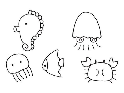 可爱的海底动物简笔画_简笔画_巴士英语网