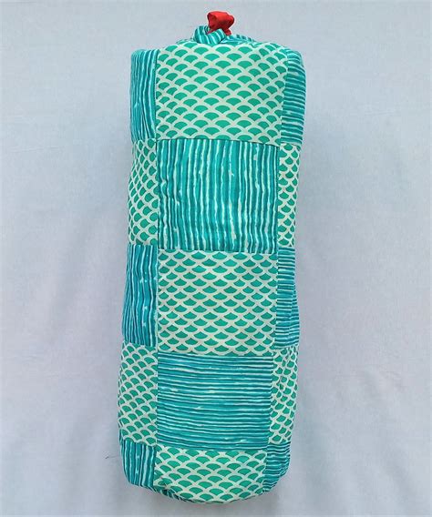 Green blue cotton handcrafted yoga mat bag – GoSwadeshi
