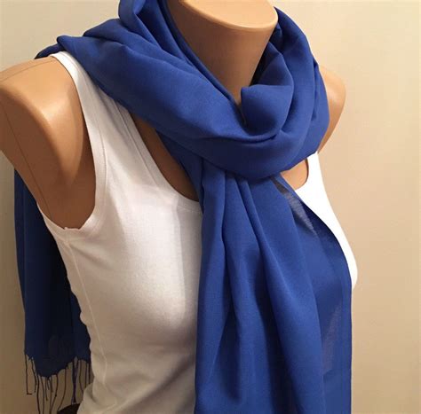Cobalt Blue Scarves Deep Blue Scarfblue Scarf Fringed Scarf | Etsy ...
