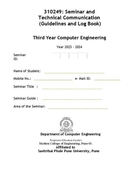 Format Guidelines for Seminar Logbook (CS 310249) - Studocu