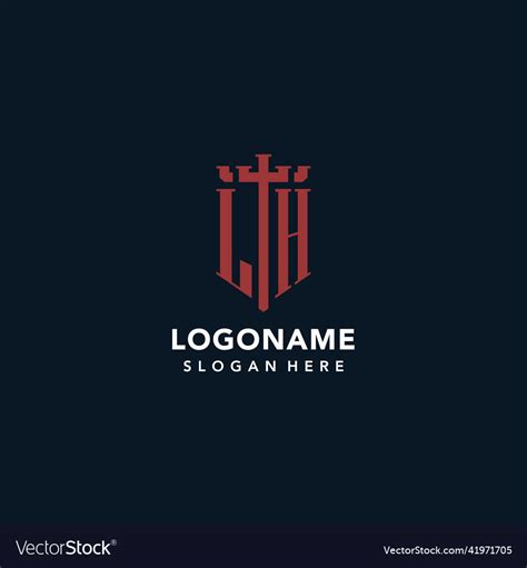 Lh initial monogram logos with sword and shield Vector Image