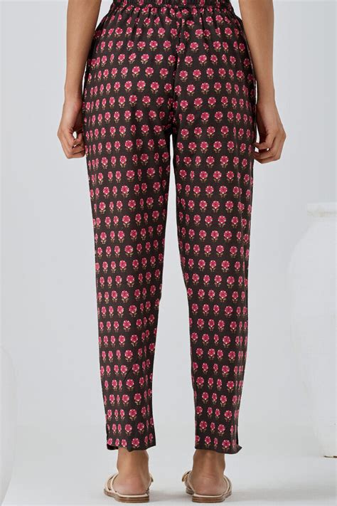 Buy Brown Hand Printed Cotton Narrow Pants for Women | FGNP24-139 ...