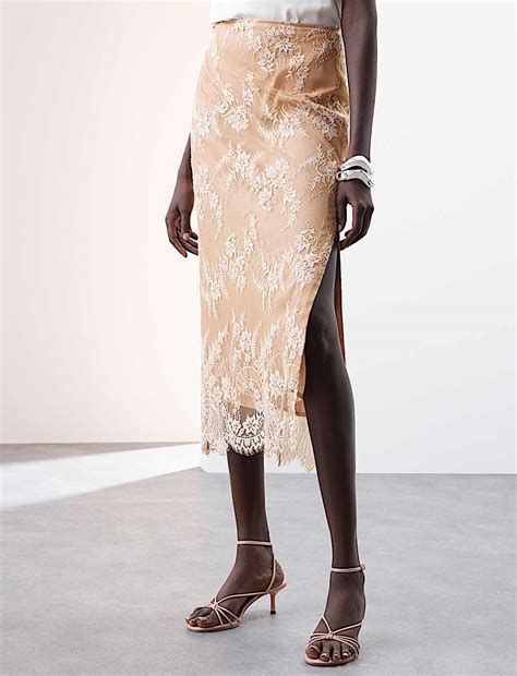 Buy Lace Side Split Midi A-Line Skirt at Marks & Spencer