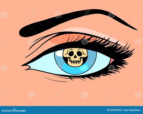 Icon Deadly Danger, a Symbol of Radiation War Chemical Poisoning instead of a Pupil in a Womans ...