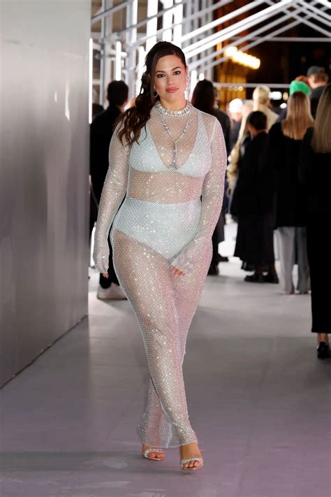 Ashley Graham Freed Her Legs in a Black Slit Dress at Off-White Fashion ...