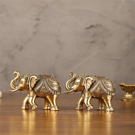 Buy Brass Superfine Elephant Miniature pair 3" - Budhshiv.com