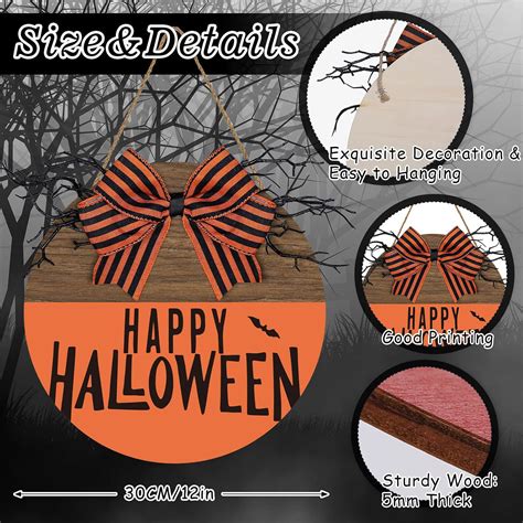 Buy Whaline Happy Halloween Wooden Hanging Sign Retro Vintage Halloween ...