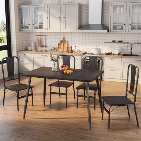 Modern Black Kitchen Table Chairs Set of 4 for Stylish Dining
