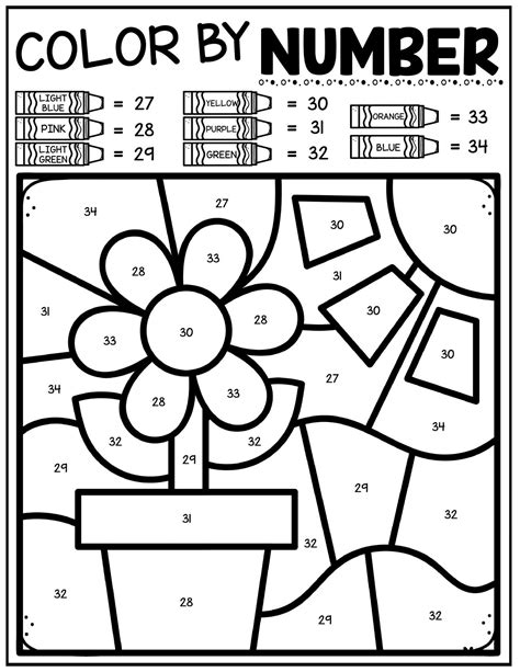 Free spring color by number worksheets 8 pages – Artofit