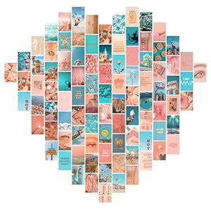 IZB HOME 100PCS Peach Blue Aesthetic Pictures for Wall Collage Kit ...