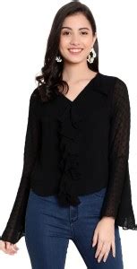 ankles Casual Solid Women Black Top - Buy ankles Casual Solid Women ...
