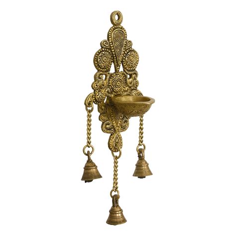 Brass Wall Hanging Diya with Bells | eCraftIndia - eCraftIndia Online