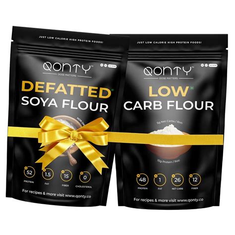 Qonty Defatted Soya Flour/Atta and Low Carb Flour Atta | High Protein ...