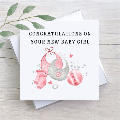 Congratulations on Your New Baby Girl Card, Custom New Baby Card ...