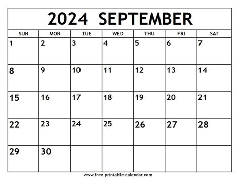 Sept Calendar 2024 Printable - Printable Summer Activities