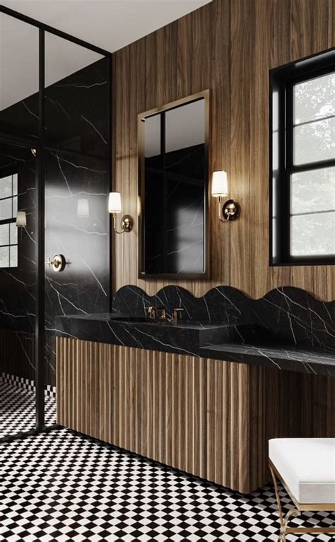 Black and White Checkered Bathroom Floor