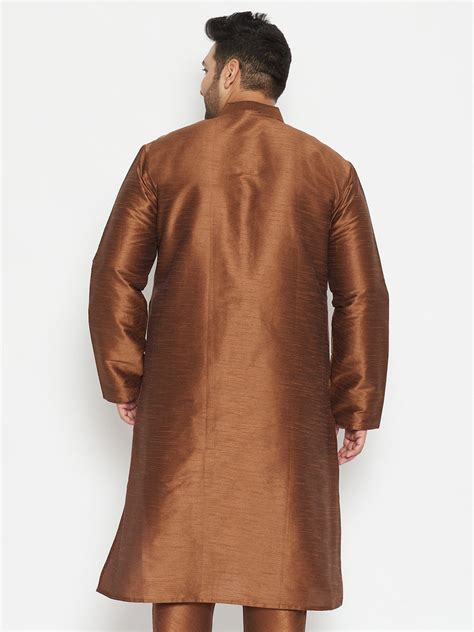 VASTRAMAY Men's Plus Size Coffee Brown Silk Blend Kurta – vastramay