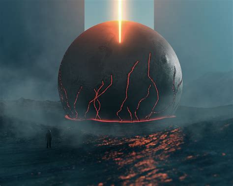 Download wallpaper 1280x1024 future, fantasy, meteorite, lava, glow ...