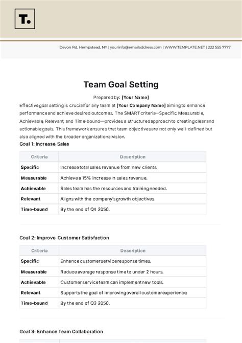 Free Goals Templates to Edit Online