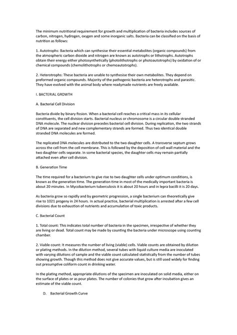 Growth, Nutrition and Metabolism of bacteria - The minimum nutritional ...