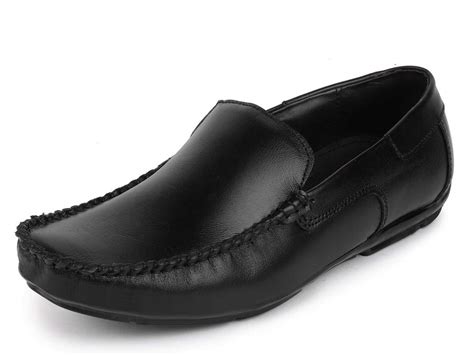 Buy FAUSTO Men's Black Leather Formal Loafer Slip On Shoes (9 UK) at ...
