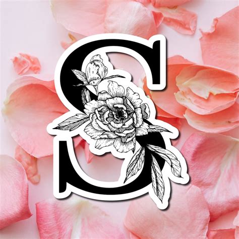 Flower Alphabet Vinyl Stickers, Flower Initial Stickers, Waterproof ...