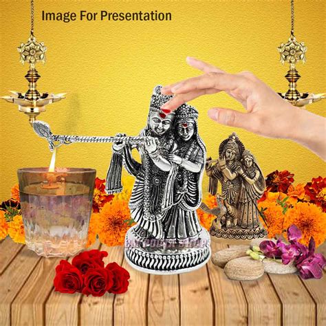Buy Shree Radha Krishna Idol in Pure Silver USA UK India