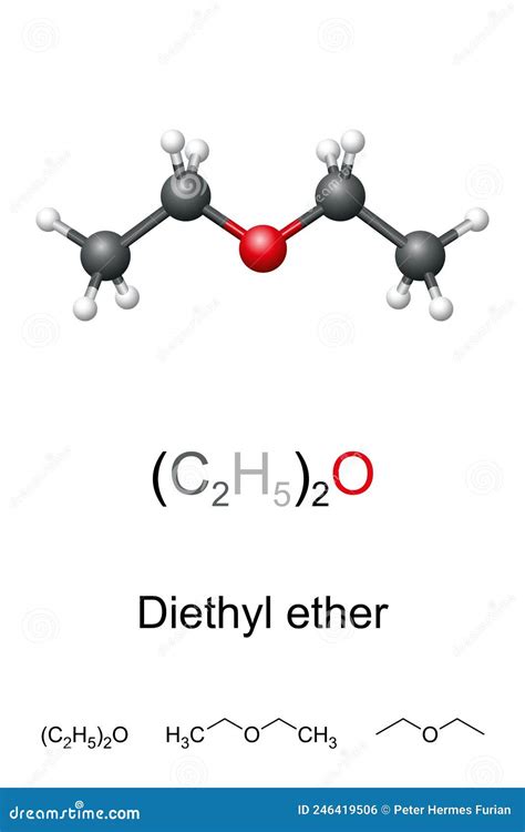 Diethyl Ether, or Simply Ether, Ball-and-stick Model and Formulas Stock ...
