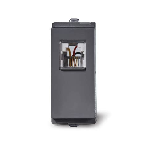 Schneider electric Opale-RJ 11 Telephone outlet with shutter, Dark Grey ...