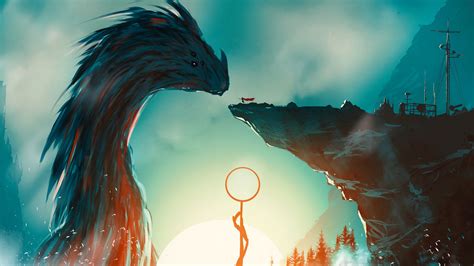 Download wallpaper 2560x1440 dragon, knight, sword, fantasy, art ...