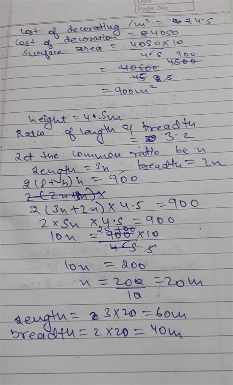 The length of hall are in the ratio 3:2 and it's height is 4.5 m the ...