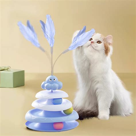 Cat Toy Roller 3-Levels Turntable Cat Toys Balls, Funny Interactive ...