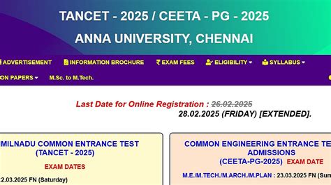 TANCET 2025: Registration Deadline Extended To Feb 28; Apply Now At ...