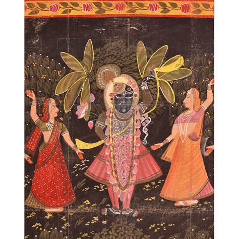 Cloth Painting of Lord Krishna with Dark Background