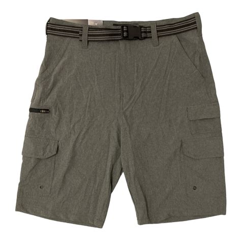 Iron Co Men's Belted Stretch Performance Hybrid Cargo Shorts (Heather ...