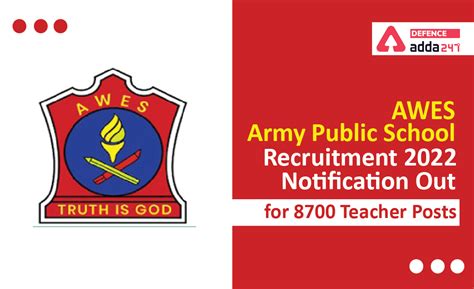 AWES Army Public School Recruitment 2022 Notification Out for 8700 ...