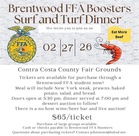 Brentwood FFA Surf and Turf Dinner , Contra Costa County Fairgrounds ...