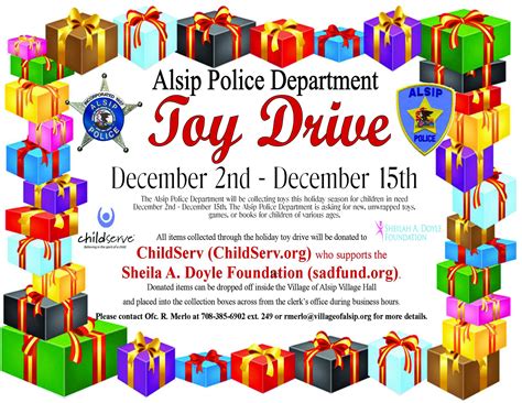 Alsip Police Department Toy Drive Dec. 2nd thru 15th – Village Of Alsip
